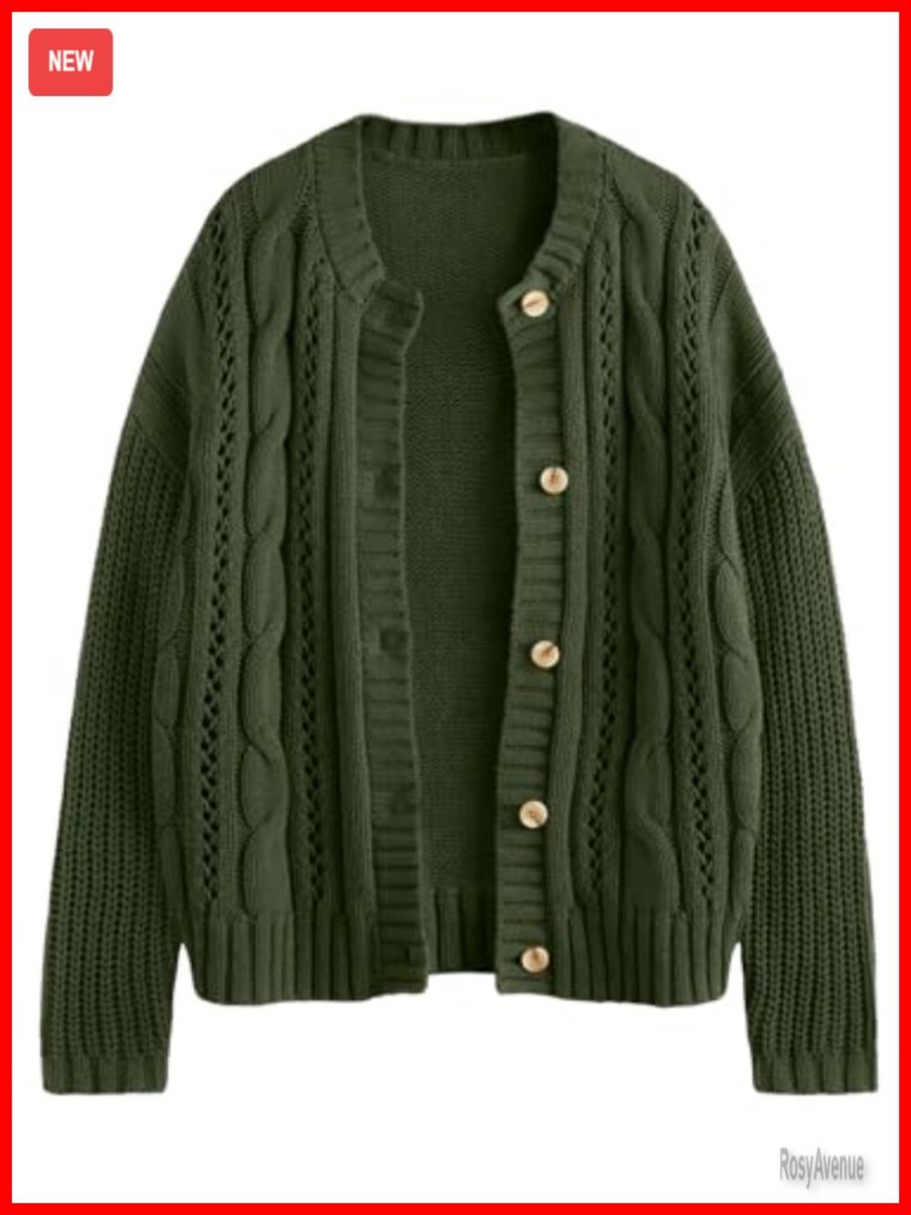 Cable Knit Cardigan Button Up Chunky Long Sleeve Sweater Women